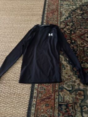 Under Armour Black Long Sleeve Athletic Tee with White Logo